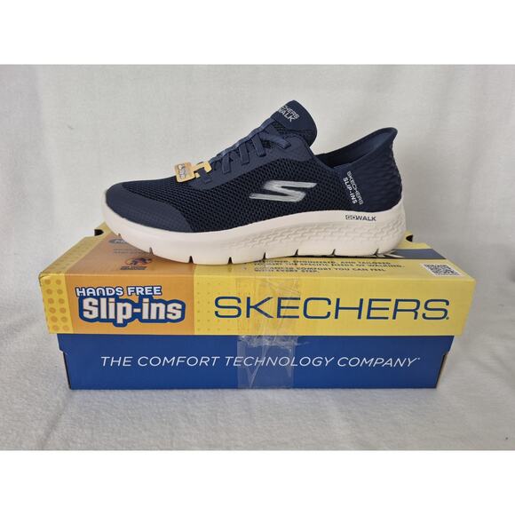 Women's Skechers Go Walk Flex Grand Entry Navy/White Size 8D Wide Washable Shoes - Picture 1 of 8